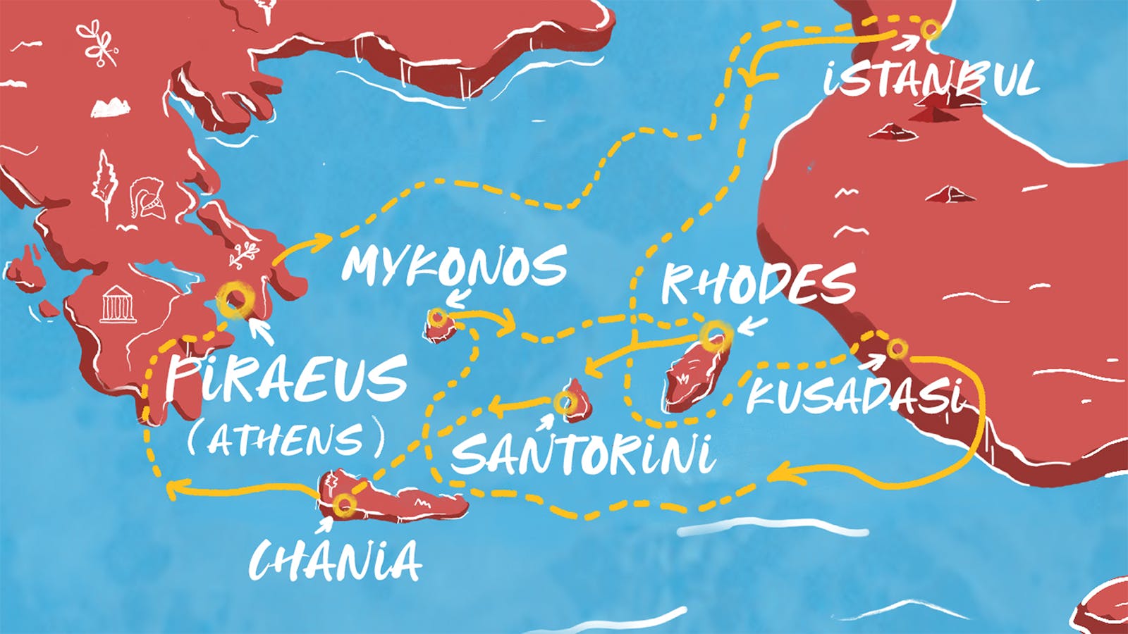 Map of Istanbul, Santorini & More Itinerary