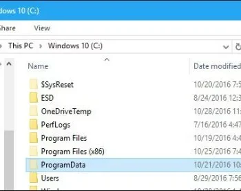 What is the function of the ProgramData folder in Windows?